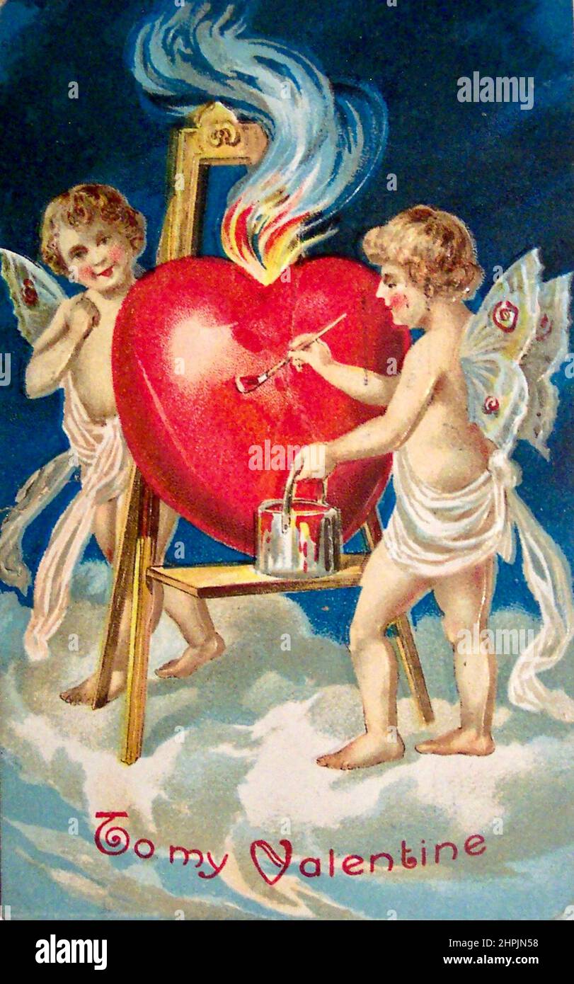 To My Valentine - Antike Valentinsnachricht Stockfoto