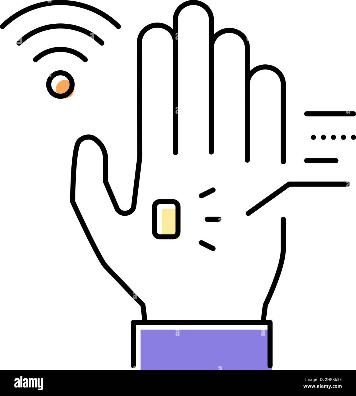 Chip rfid in Palm Farbe Symbol Vektor Illustration Stock Vektor