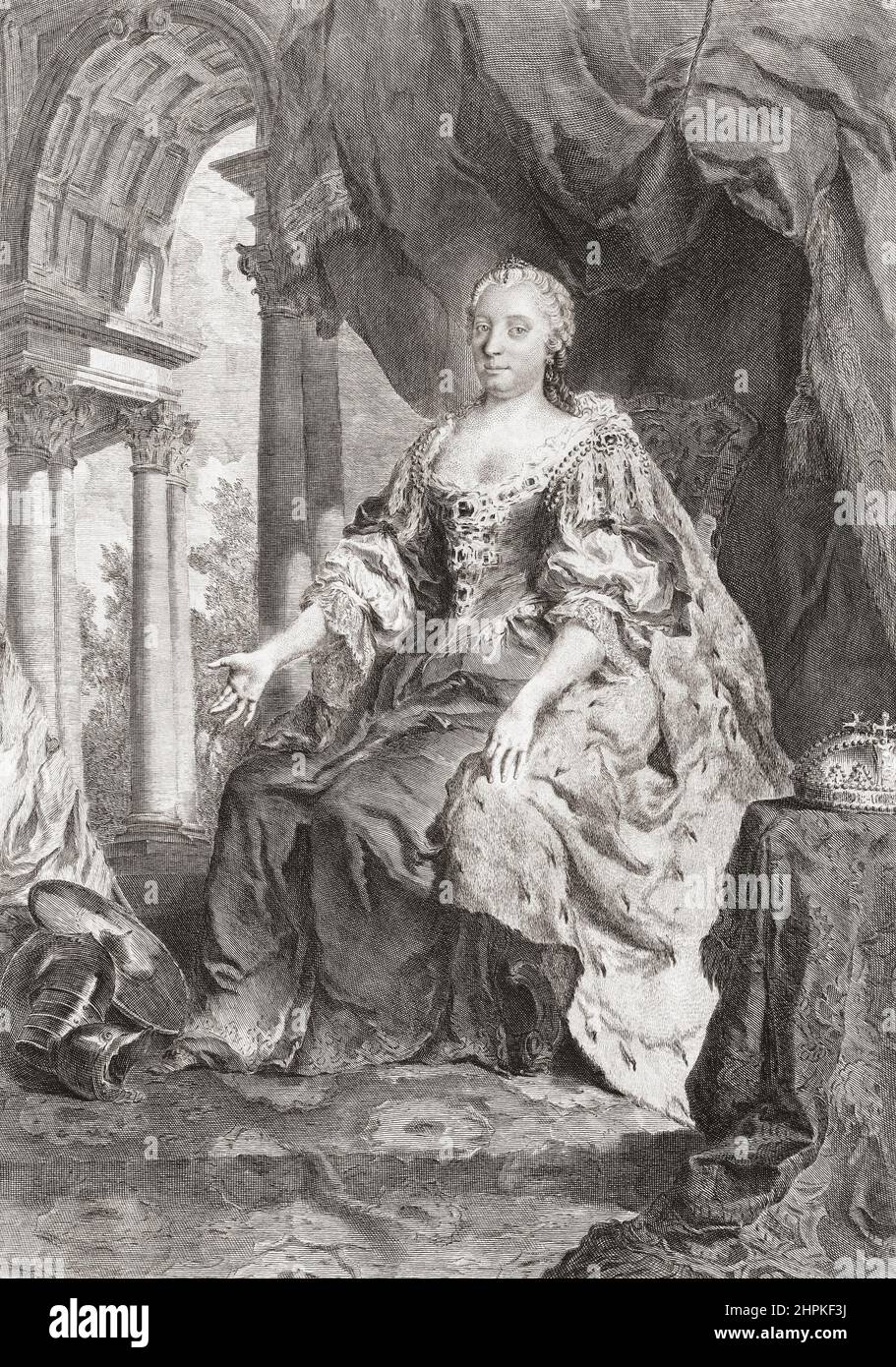 Katharina II., Katharina die große, 1729 -1796. Deutsch geborene Kaiserin von Russland. Nach einer Radierung von Francesco Polanzani nach einer Zeichnung von Giovanni Battista Piazzetta. Stockfoto