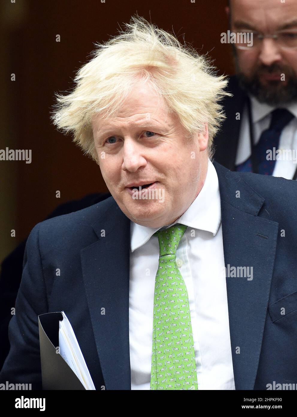 London, Großbritannien. 22nd. Februar 2022. Boris Johnson Premierminister verlässt No10 und spricht im Parlament über die Ukraine-Russland-Krise Kredit: MARTIN DALTON/Alamy Live News Stockfoto
