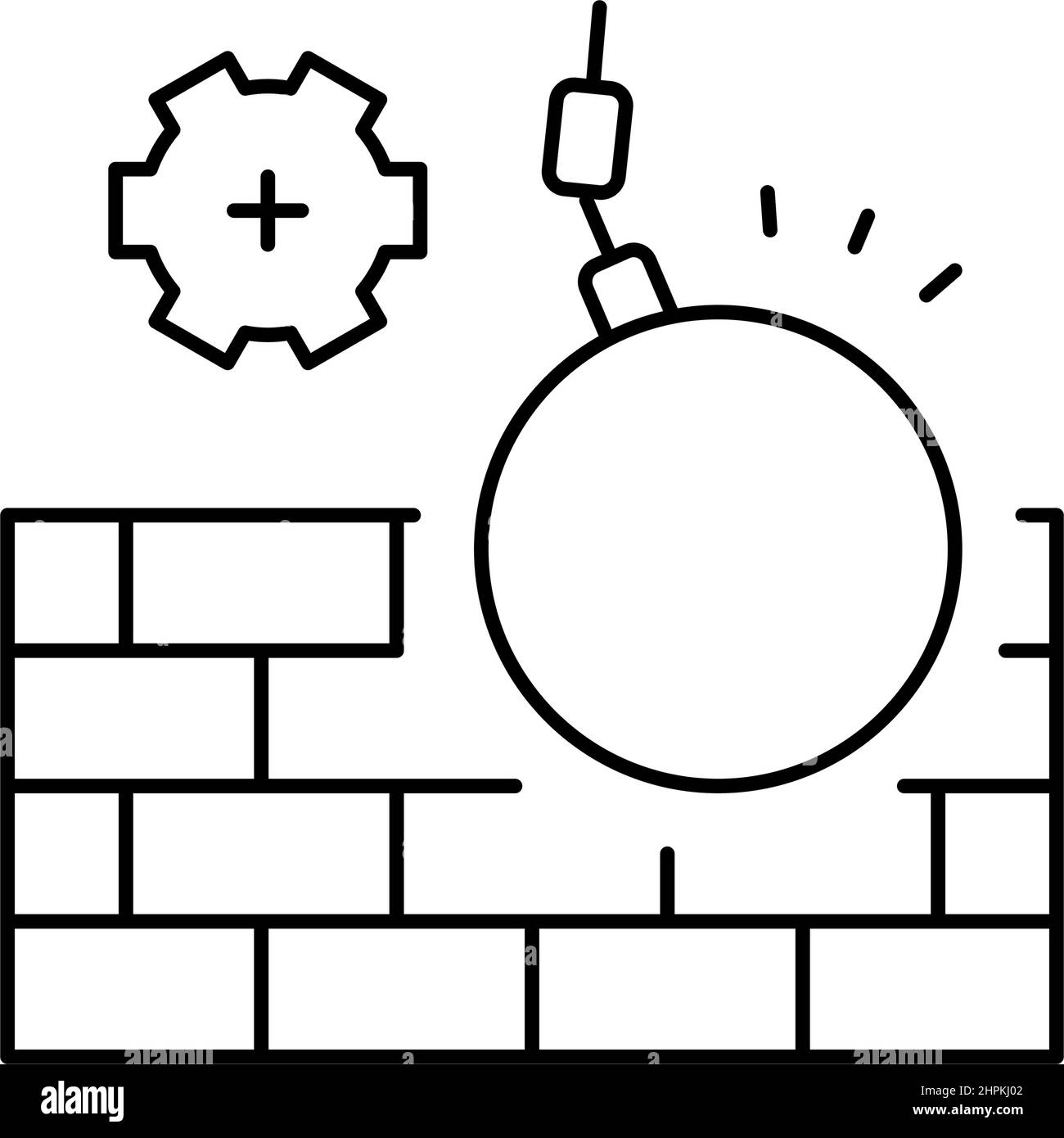 Wandkonstruktion Demontage Linie Symbol Vektor Illustration Stock Vektor