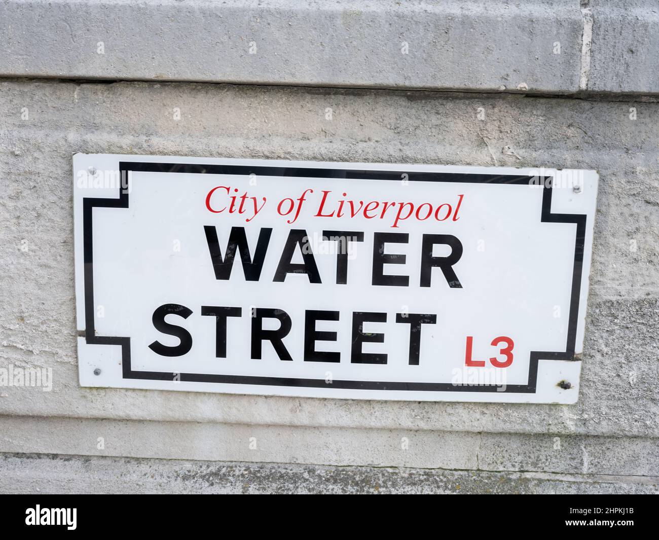 Schild Water Street, Liverpool L3 Stockfoto