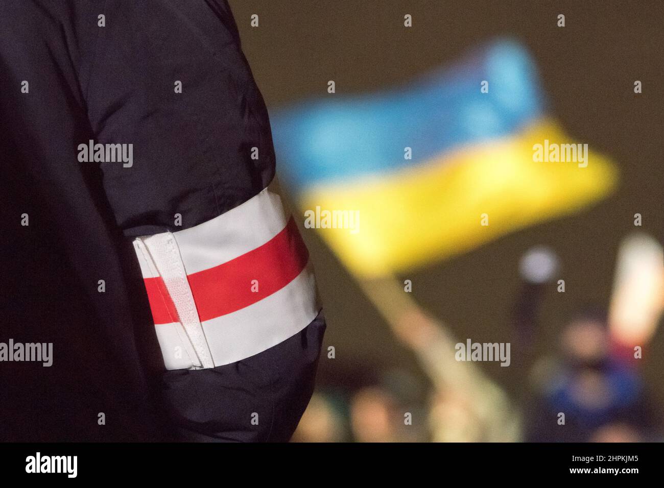 Anti-Krieg-Protest der Ukrainer der russischen Kriegsdrohung. Danzig, Polen, Februar 16th 2022 © Wojciech Strozyk / Alamy Stock Photo Stockfoto