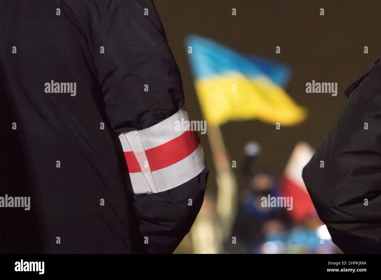 Anti-Krieg-Protest der Ukrainer der russischen Kriegsdrohung. Danzig, Polen, Februar 16th 2022 © Wojciech Strozyk / Alamy Stock Photo Stockfoto