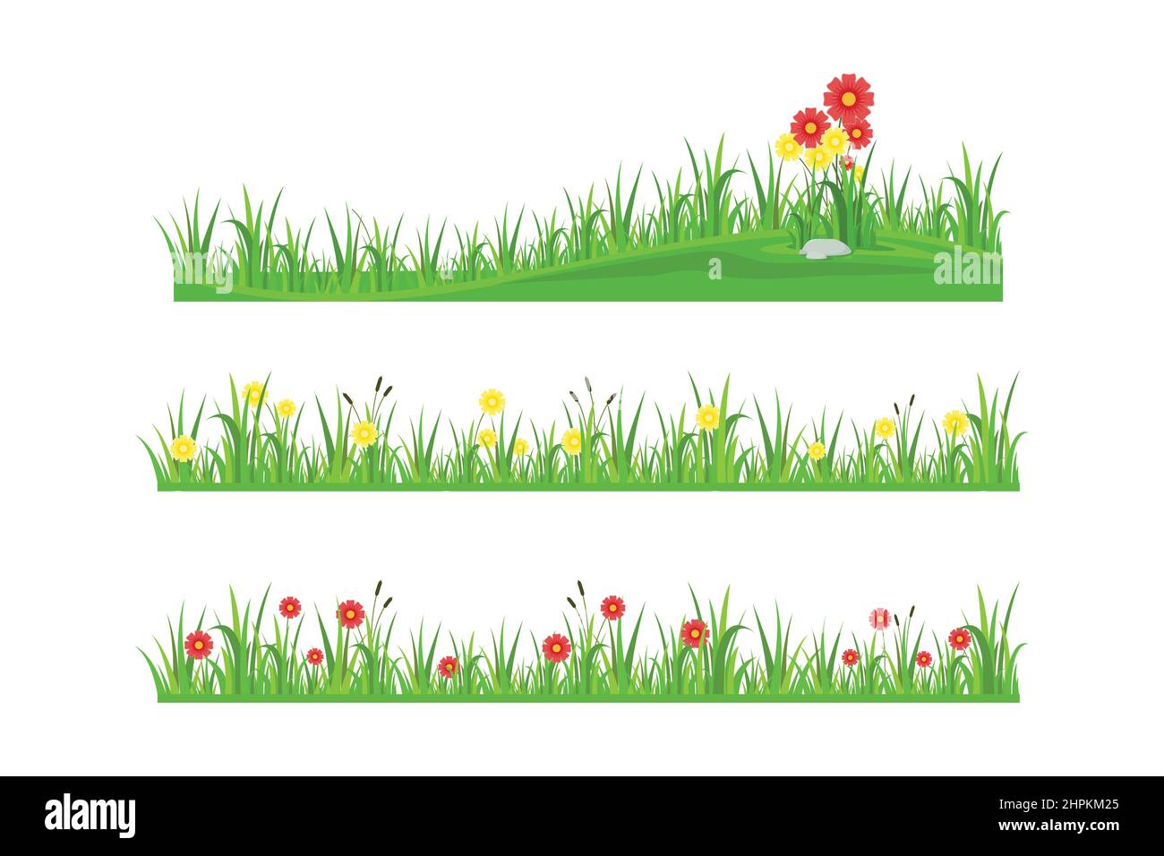 Grassrand mit Blumen-Vektor-Design Stock Vektor