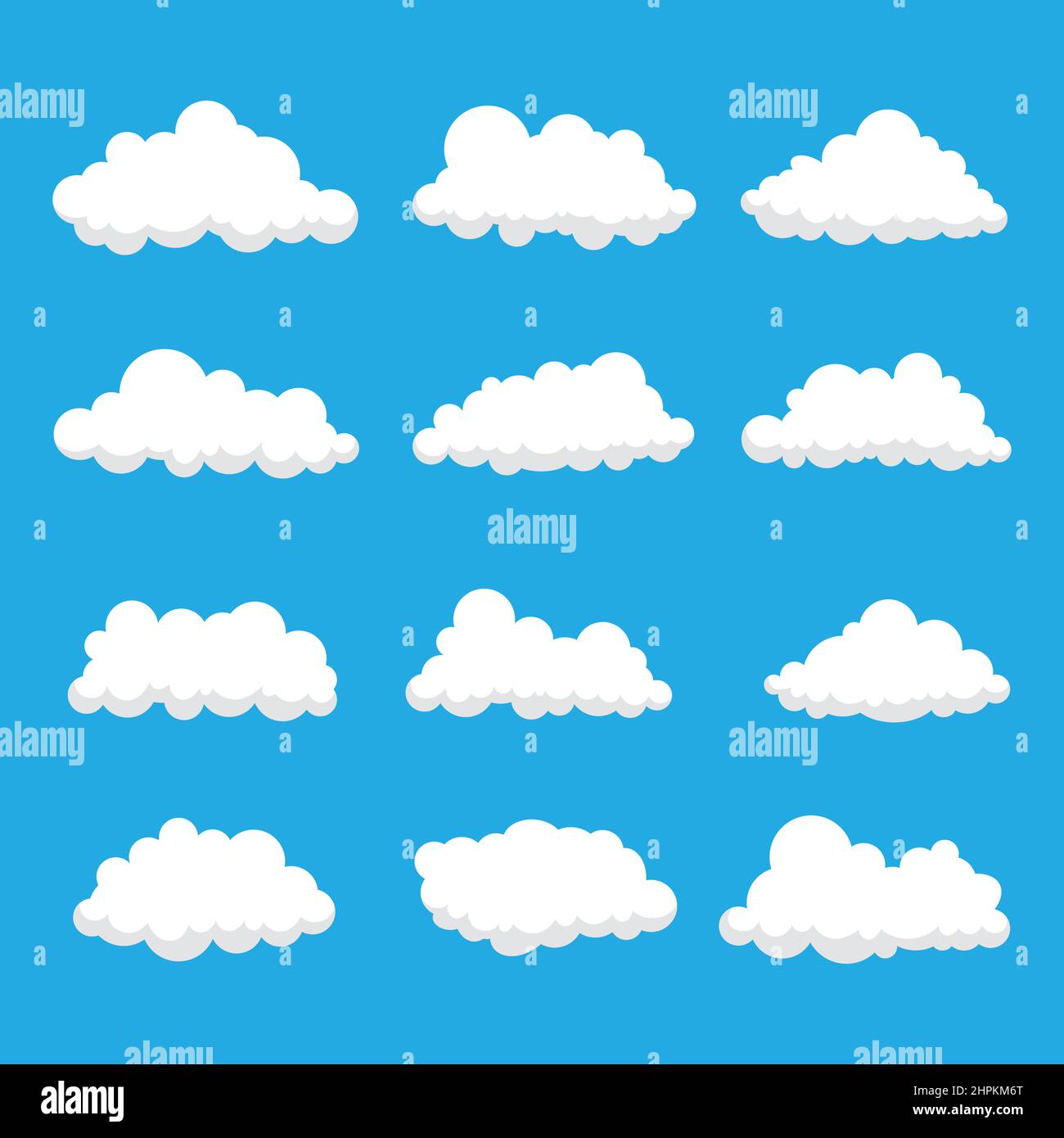 Sammlung von Wolken Formen isoliert auf blauem Hintergrund, Wolke Symbol Vektor-Design Stock Vektor