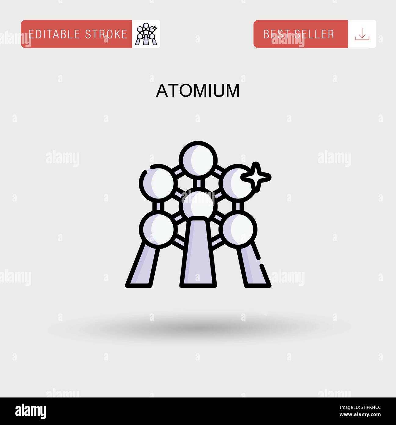 Einfaches Vektorsymbol von Atomium. Stock Vektor