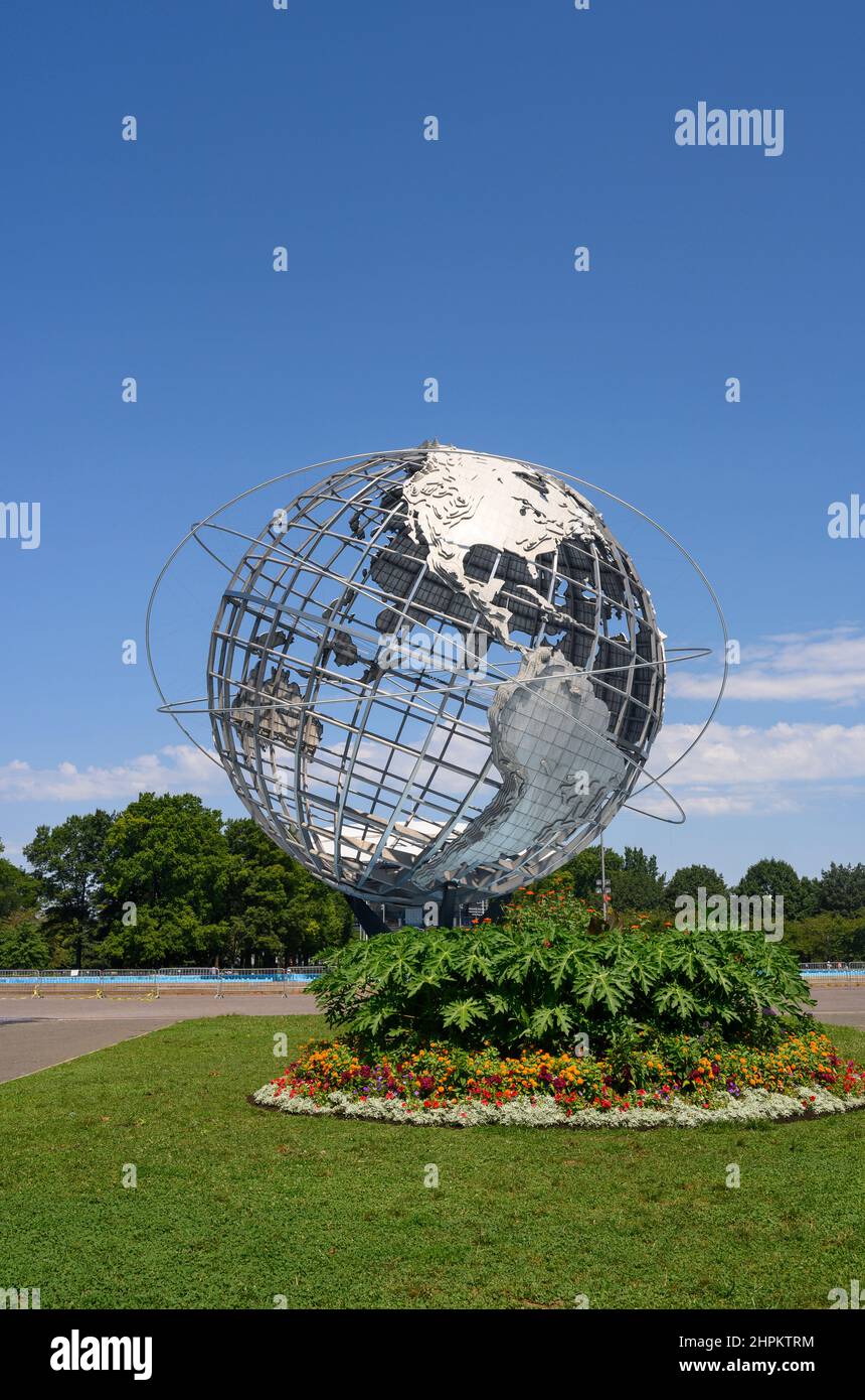 Die Unisphere von der Weltausstellung 1964 im Flushing Meadows Corona Park, Queens, New York Stockfoto