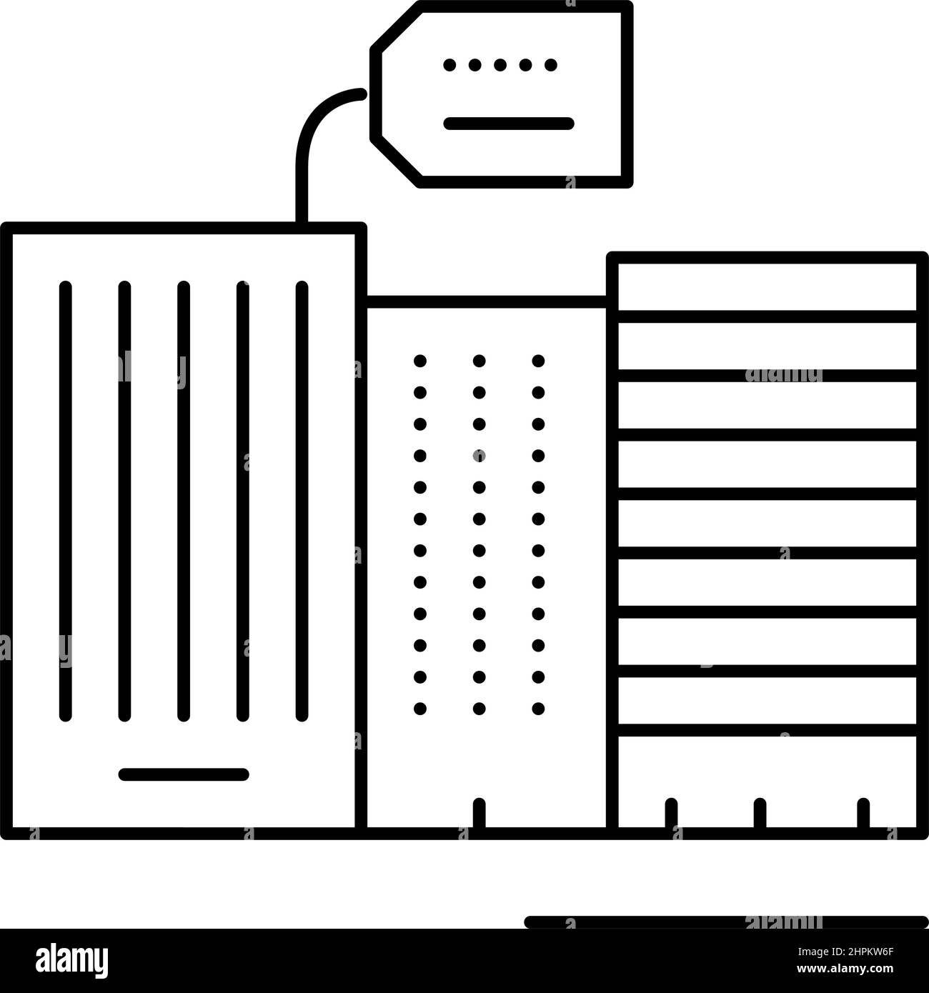 Miete in Hochhausgebäude Linie Symbol Vektor Illustration Stock Vektor