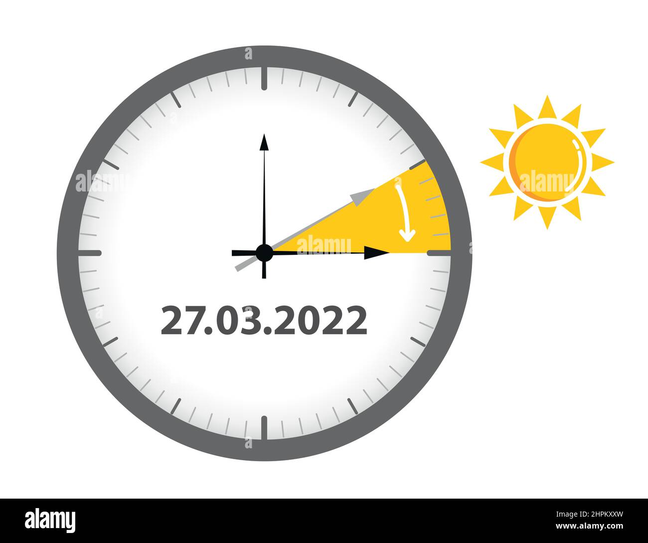 Sommerzeit Standardzeit nach dem Vorrücken 2022 isoliert auf weiß Stock Vektor