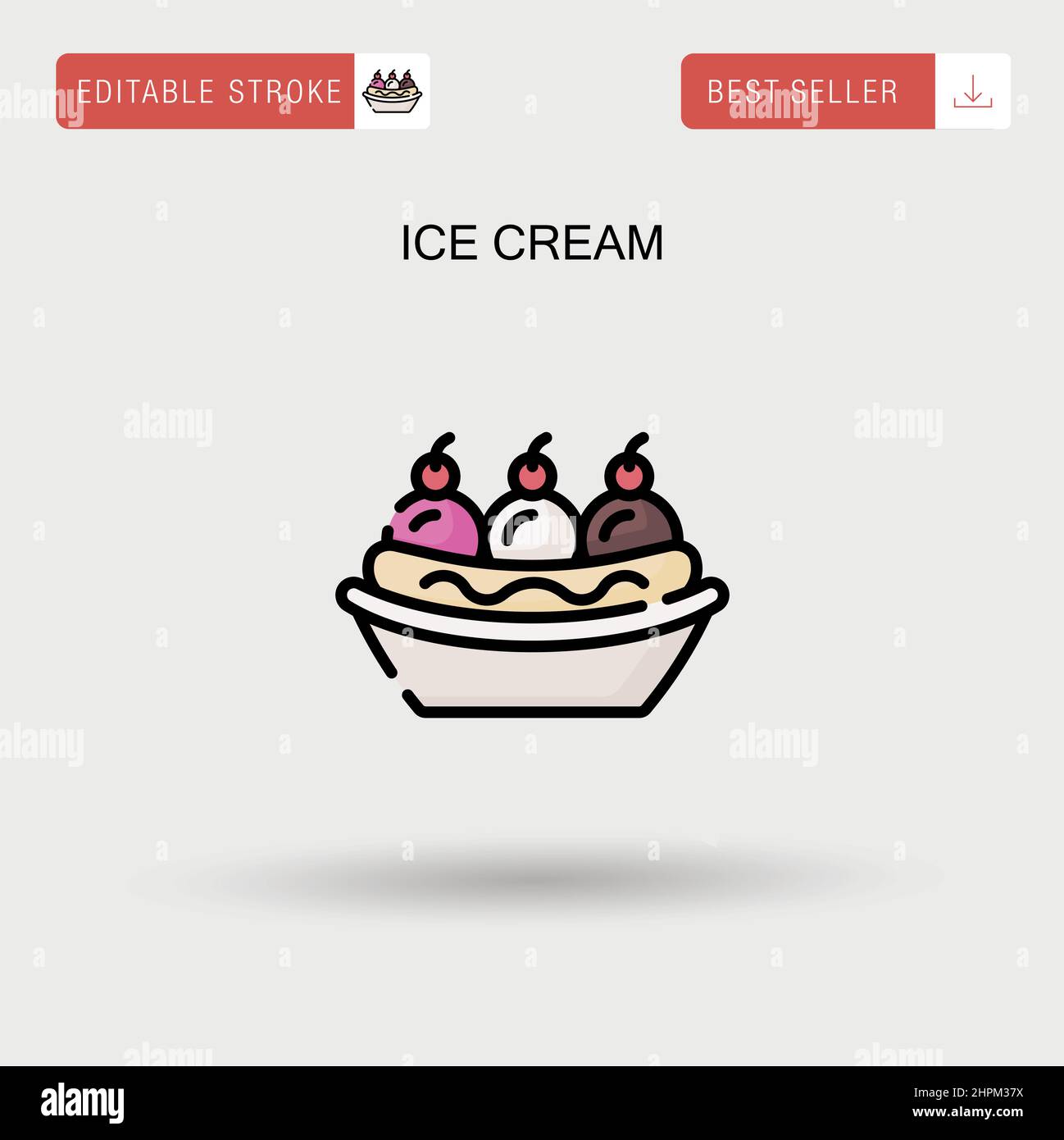 Eiscreme einfaches Vektorsymbol. Stock Vektor