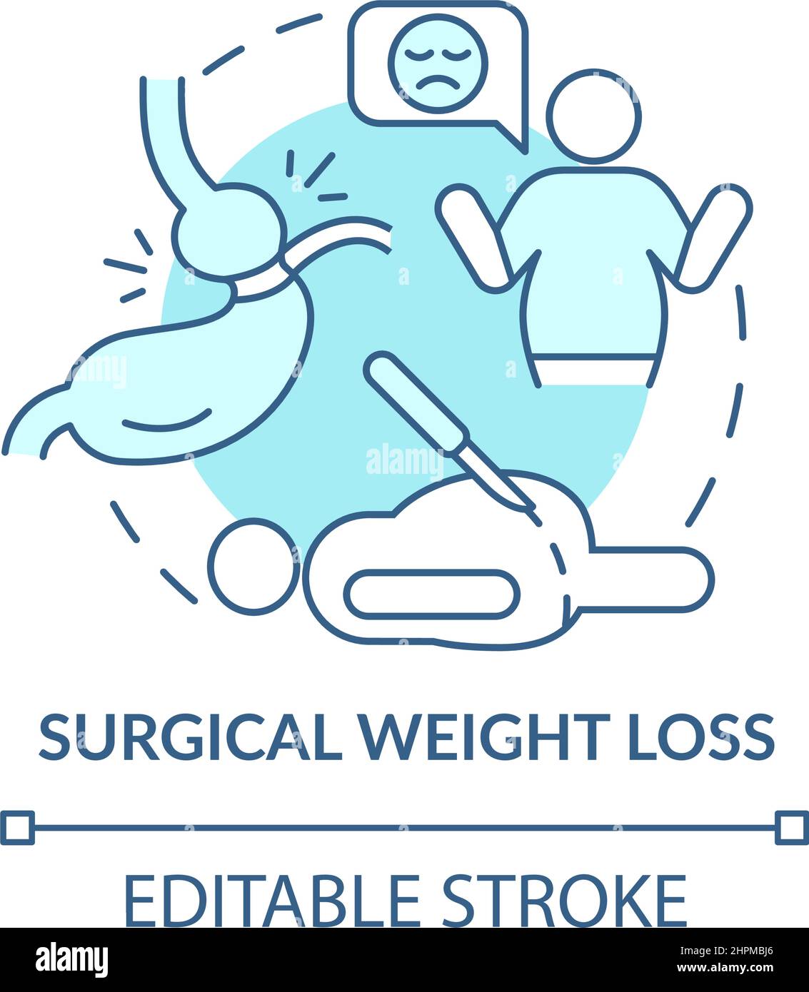 Chirurgischer Gewichtsverlust türkisfarbenes Konzept Symbol Stock Vektor