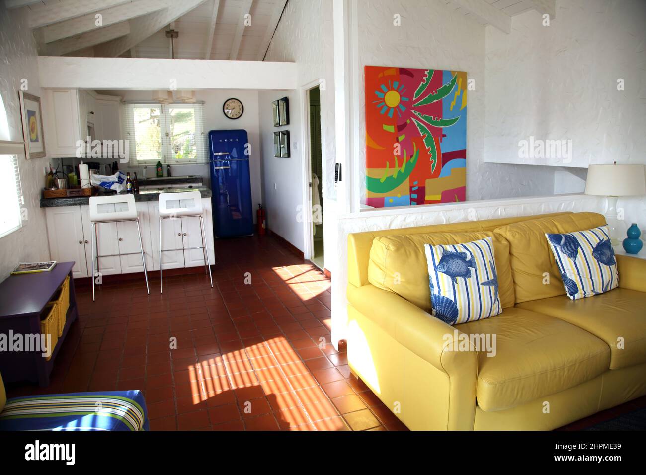 Mount Cinnamon Grenada Innenraum der Villa Lounge und Küche Stockfoto