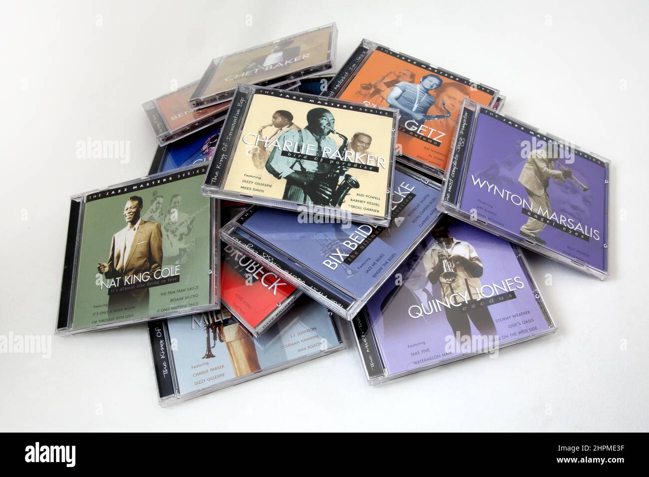 Sammlung von Jazz Music Compact Discs Stockfoto