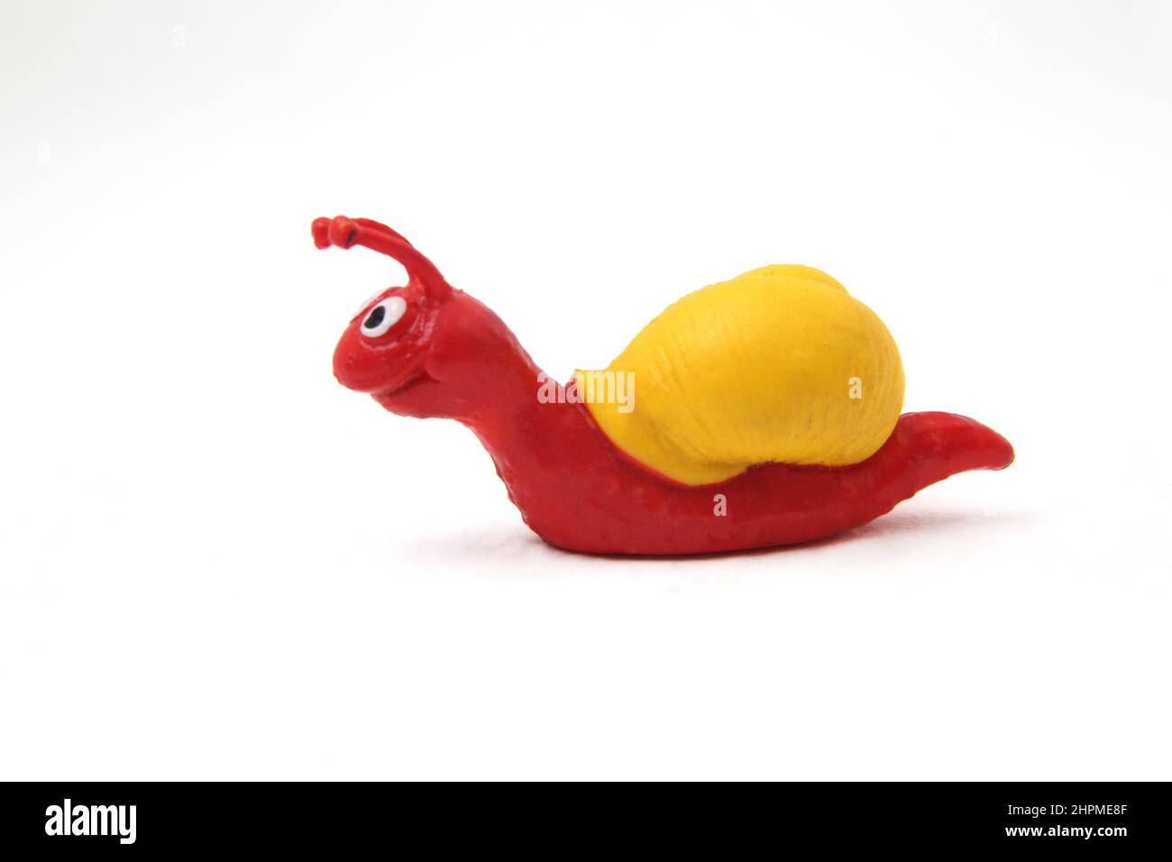 Vintage 1980 Schleich Rot und Gelb Kunststoff Spielzeug Schnecke N.O4 Stockfoto