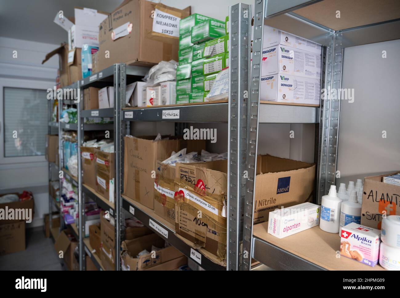 Die Krise an der polnisch-weißrussischen Grenze - Stiftung in Michałowo, Polen Stockfoto