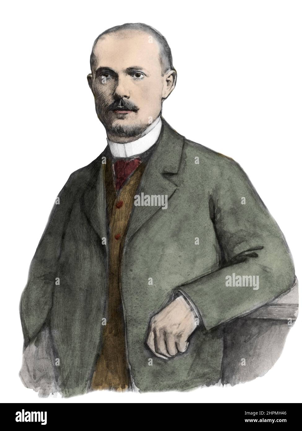 Portrait de Charles Peguy d'apres un dessin de Jean-Pierre Laurens Stockfoto