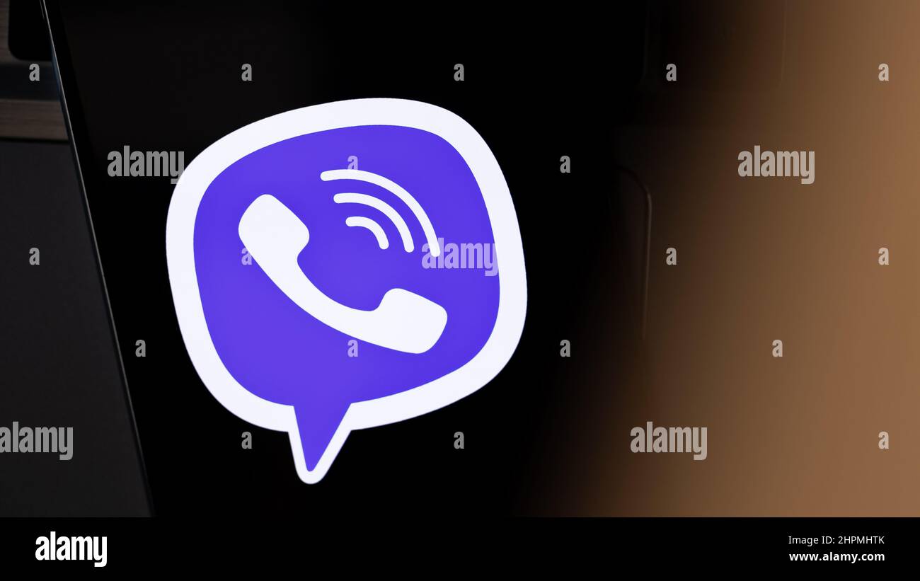 Viber Editorial. Illustratives Foto für Nachrichten über Viber - eine plattformübergreifende Software-Anwendung Stockfoto