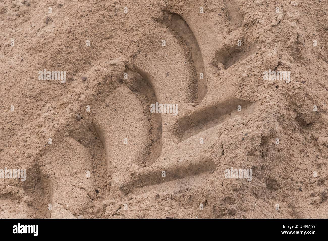 Trail Road Industrie Land Boden Spur Spur industriellen Muster auf Sand Textur Antrieb Oberfläche. Stockfoto