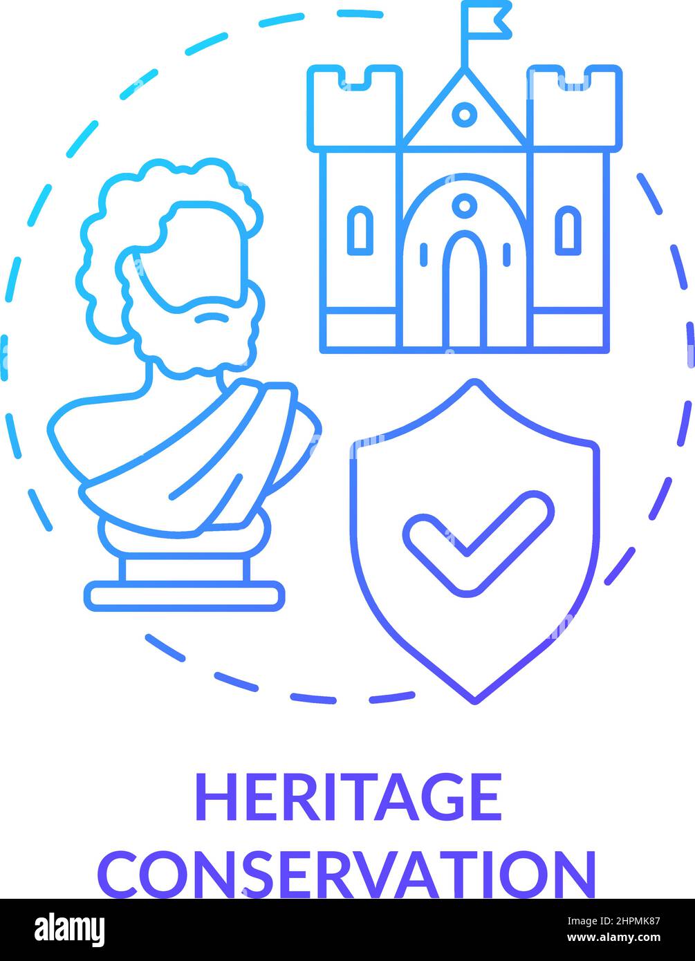 Denkmalschutz blaues Gradientenkonzept-Symbol Stock Vektor