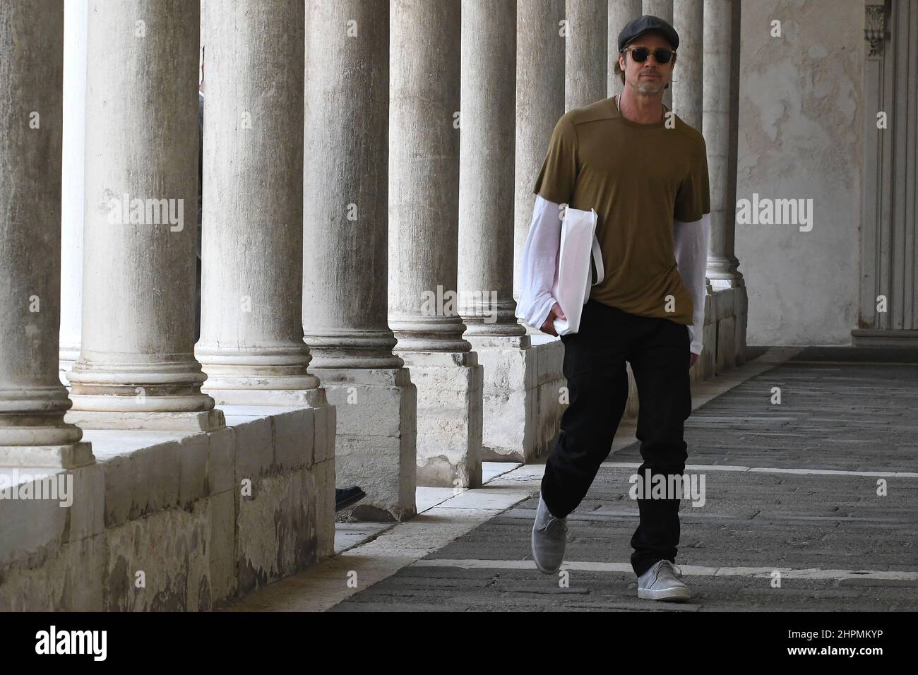 Brad Pitt besucht die Cini Foundation auf der Insel St. George in Venedig Stockfoto