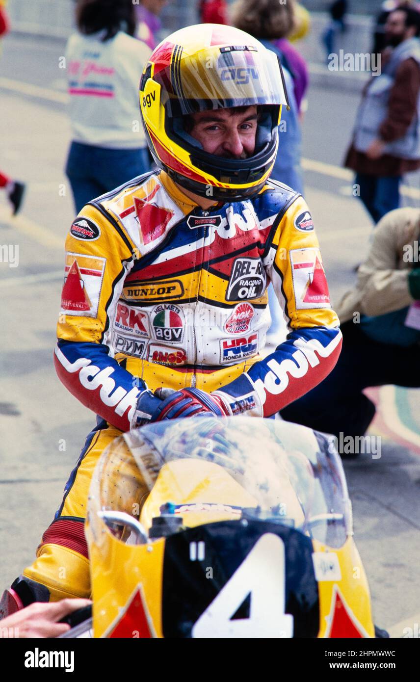 Dirk Raudies (DEU), Motorrad-Weltmeisterschaft 1991, großer Preis (GP) von Deutschland auf dem Hockenheimring am 26. Mai 1991, Honda RS 125R, 125 ccm Klasse Stockfoto