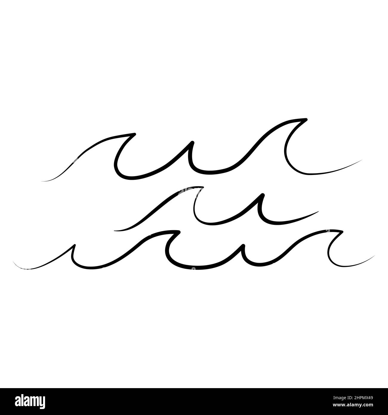 Einfache minimalistische Wellen handgezeichnet Wasser See Fluss Logo Vektor Illustration, Design isoliert auf weißem Hintergrund Stock Vektor