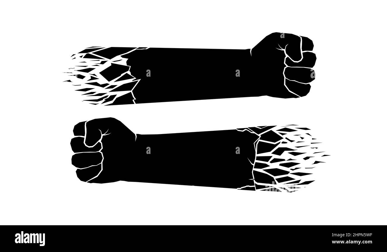 Isolierte männliche Fäuste und Unterarm mit Zerfallseffekt Stock Vektor