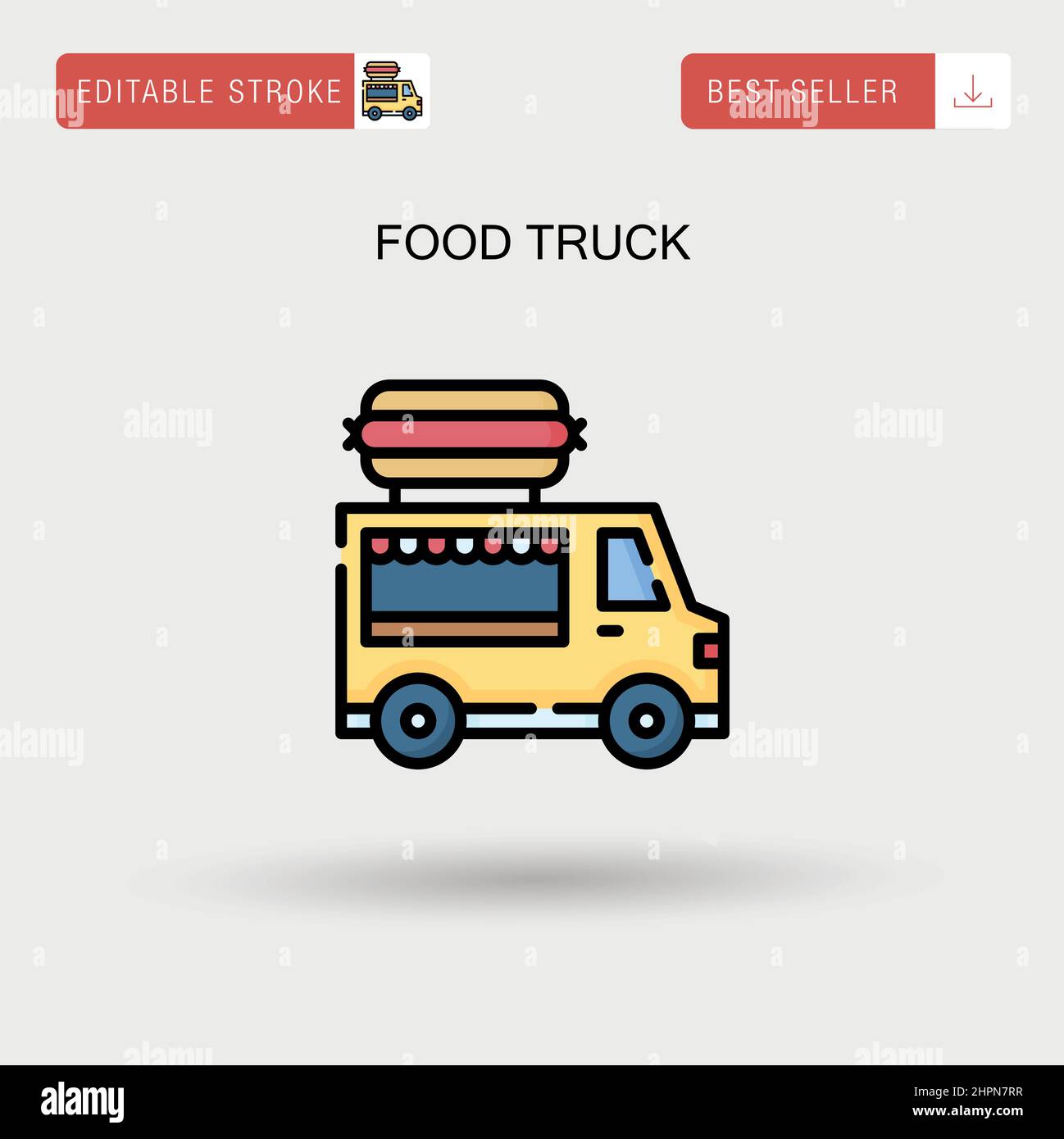 Einfaches Vektorsymbol für Food Truck. Stock Vektor