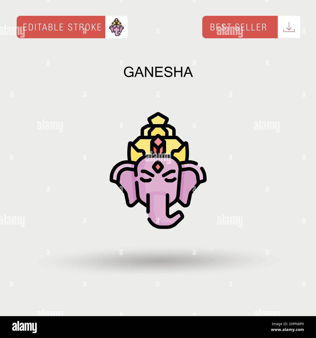 Einfaches Vektorsymbol Ganesha. Stock Vektor Einfaches Vektorsymbol Ganesha. Stock Vektor