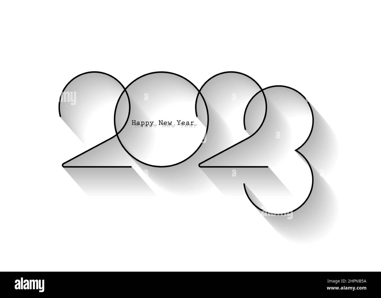 2023 Neujahrslogo-Design. Weihnachtskarte. Vektorgrafik. Feiertagsdesign für Grußkarte, Einladung, Kalender, Party, schwarzer Feiertag Stock Vektor