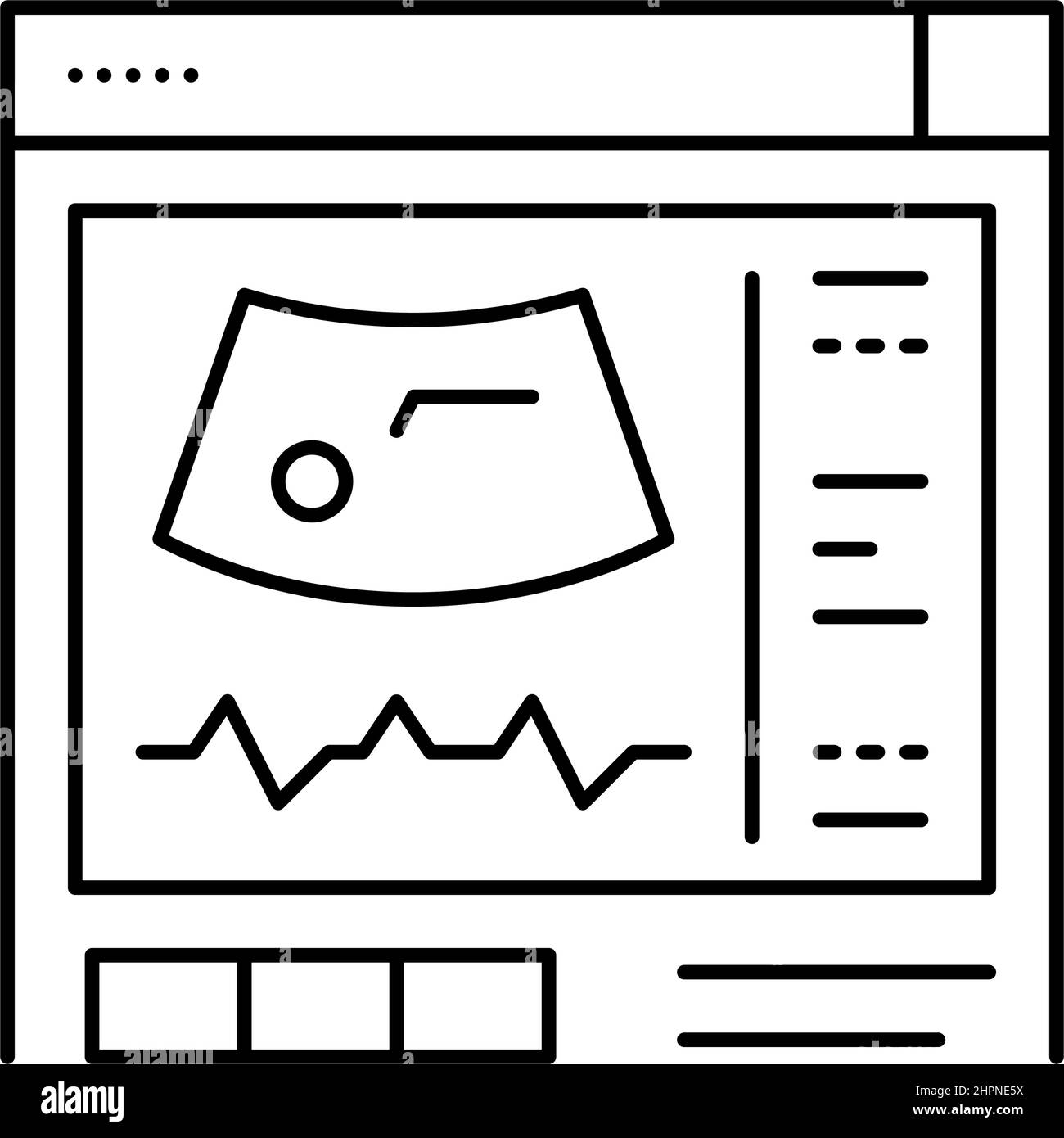 Darstellung des Symbols für die Linie der Ultraschallradiologie, Vektorgrafik flach Stock Vektor