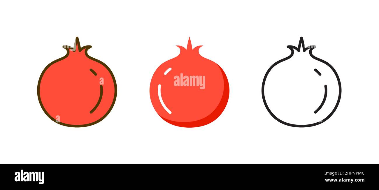Logo mit Granatapfel-Liniensymbol. Granatapfel Granatapfel Granat flach isoliert Vektor-Symbol Stock Vektor