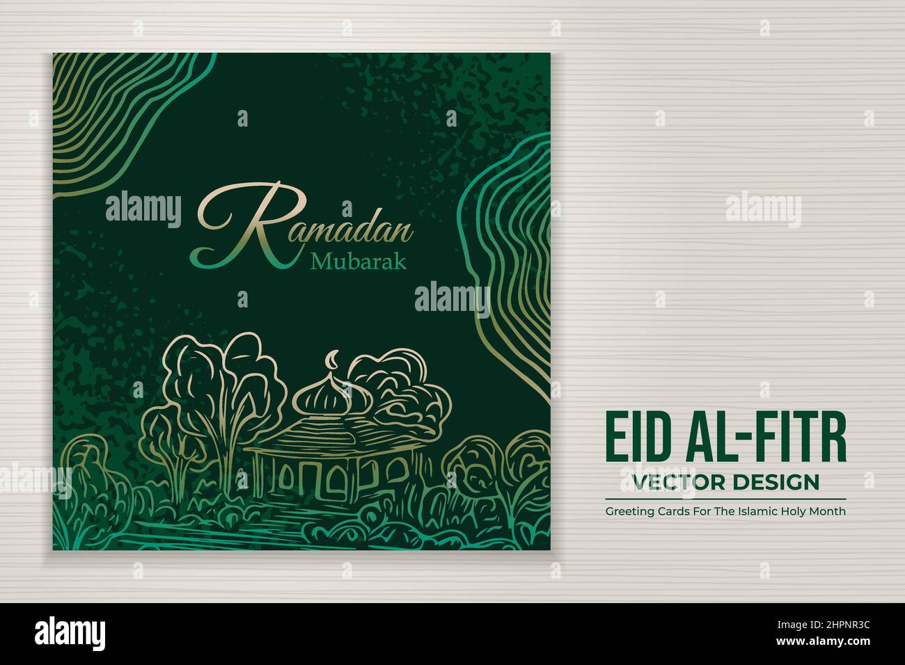 Handgezeichnete Vorlage für Ramadan Kareem-Grußkarten Stock Vektor