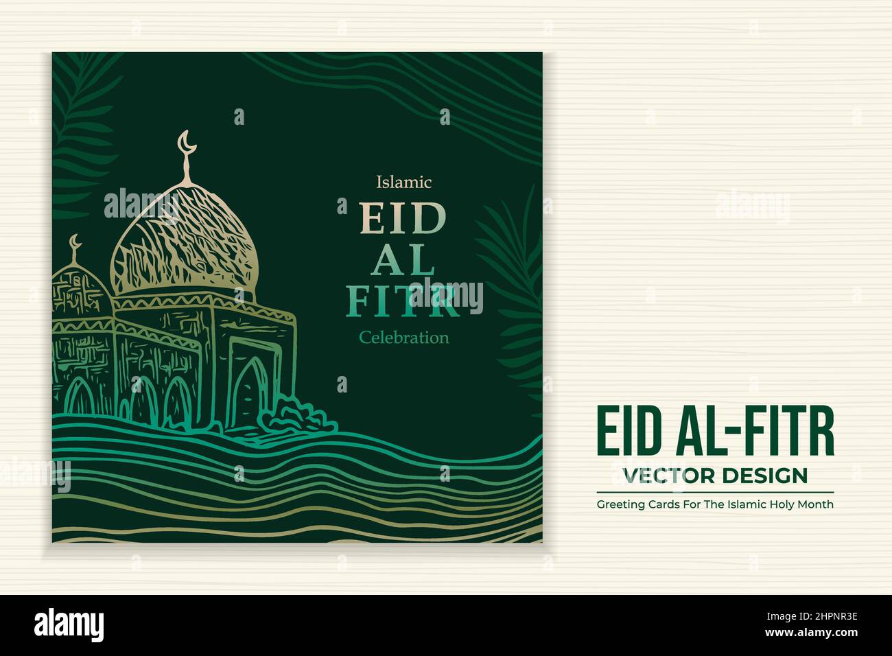 Handgezeichnete grußkartenvorlage für eid al-fitr oder eid mubarak Stock Vektor