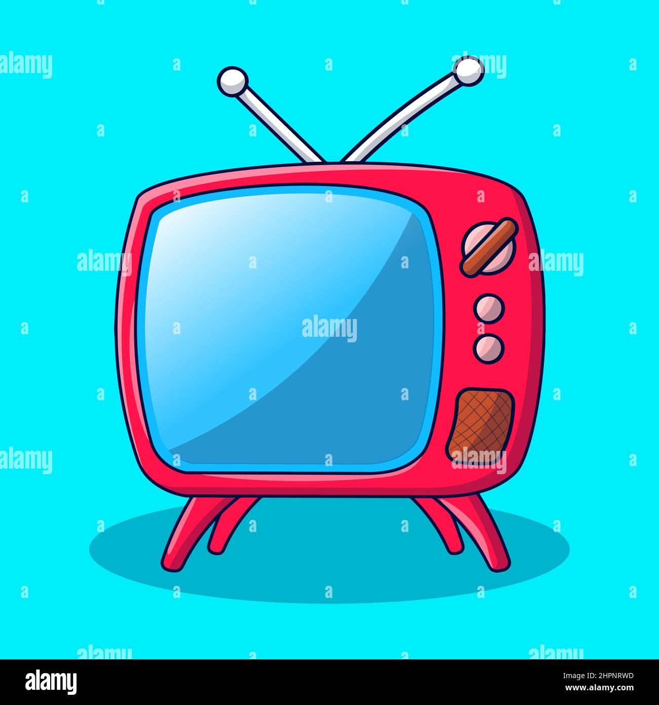 Niedlichen alten Fernseher mit handgezeichneten Doodle Illustration Cartoon-Stil Stock Vektor