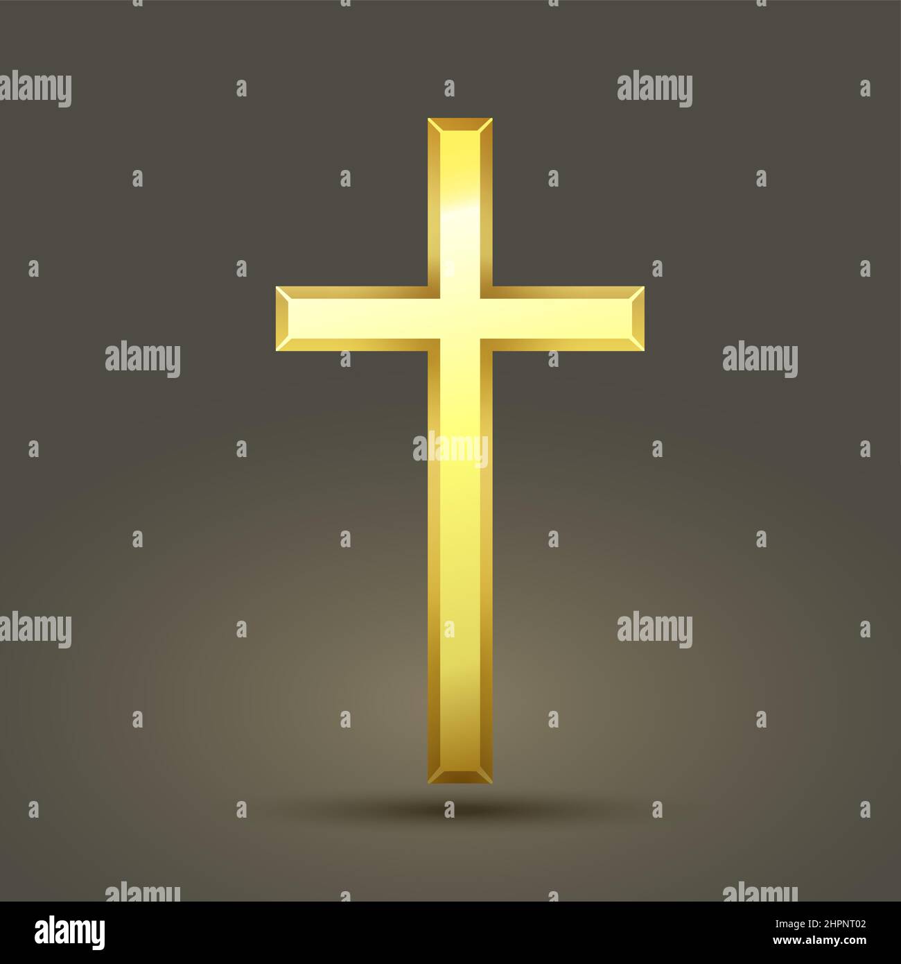 Symbol des heiligen Kreuzes in Gold. Religiöse heilige goldene Kreuz Vektor christian Symbol isoliert Stock Vektor