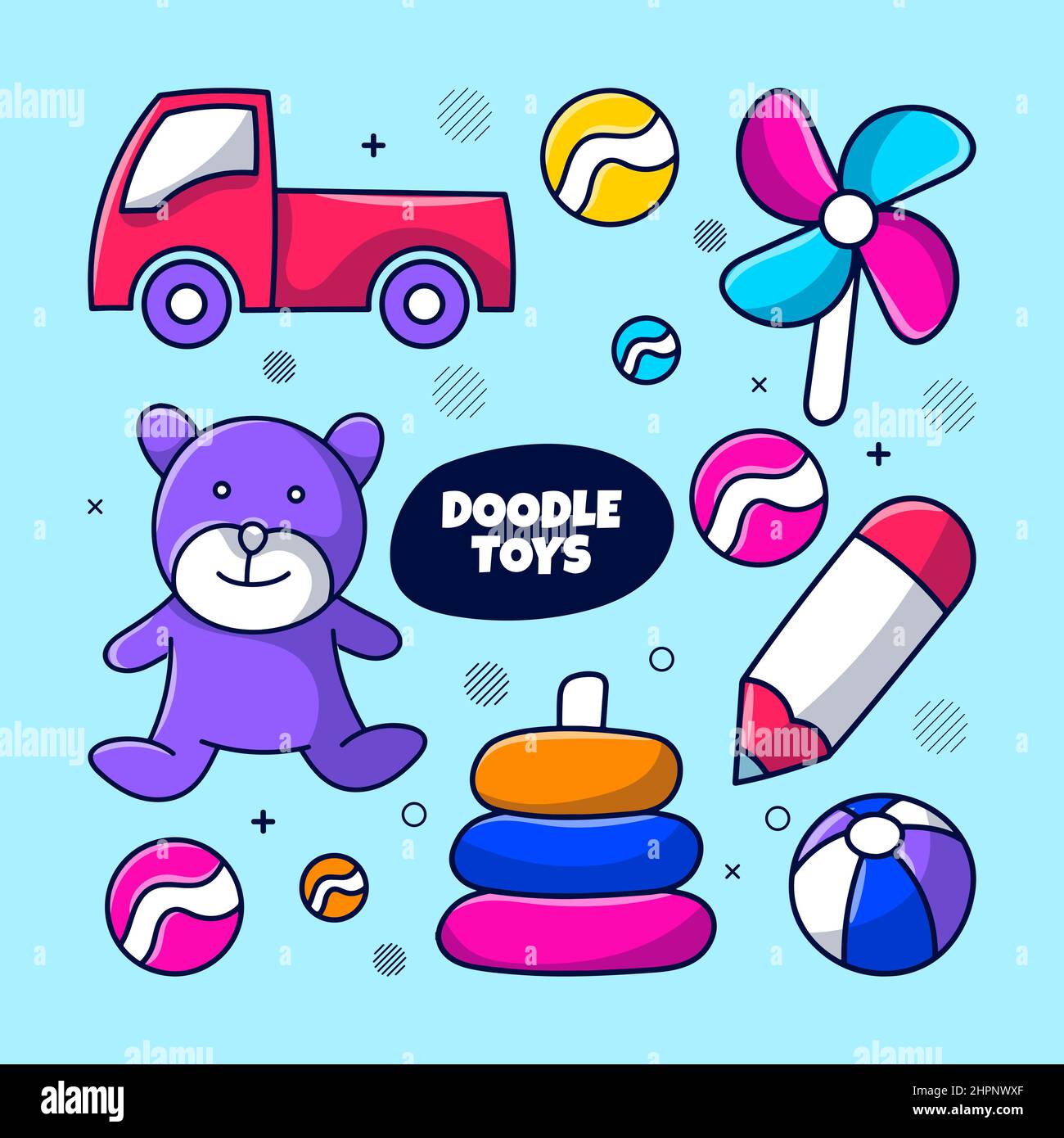 Handgezeichnete Doodle Spielzeug Vektor-Illustration Stock Vektor