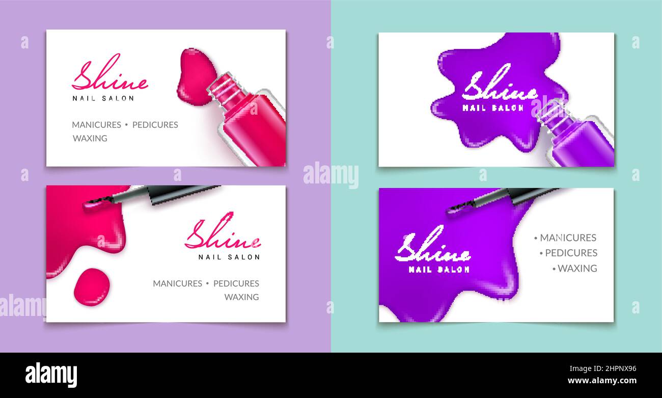 Nagelstudio Visitenkarte Maniküre Pediküre. Nagellack Logo Studio Vektor Schönheit Spa Haar Design Make-up Stock Vektor