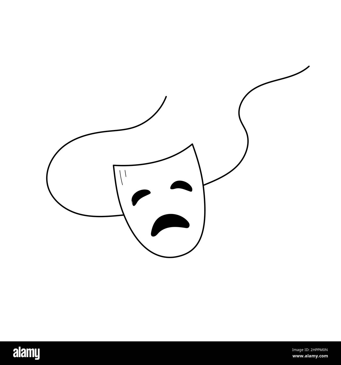 Symbol für den Umriss der Theaterdrama-Maske. Aktor Gesichtsmaske isoliertes Linienzeichnungs-Element. Vektorgrafik Stock Vektor