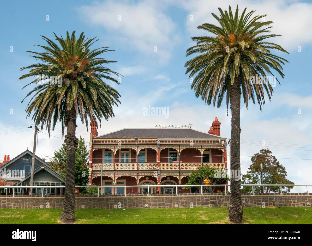 Viktorianisches Duplex-Herrenhaus am Eastern Beach, Geelong, Victoria, Australien Stockfoto