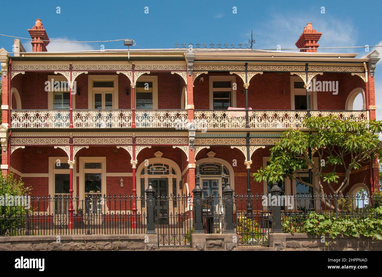 Viktorianisches Duplex-Herrenhaus am Eastern Beach, Geelong, Victoria, Australien Stockfoto