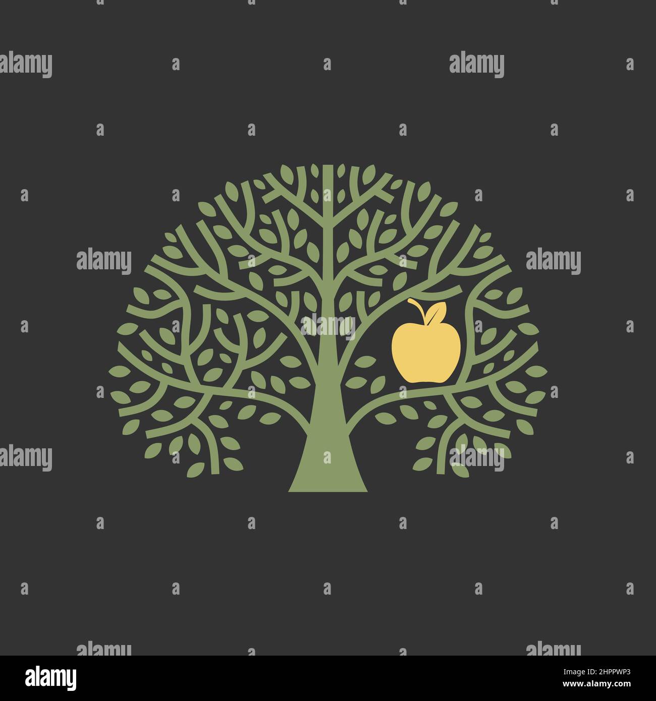 Baum der Erkenntnis von gut und Böse im Paradies. Pflanze im Garten