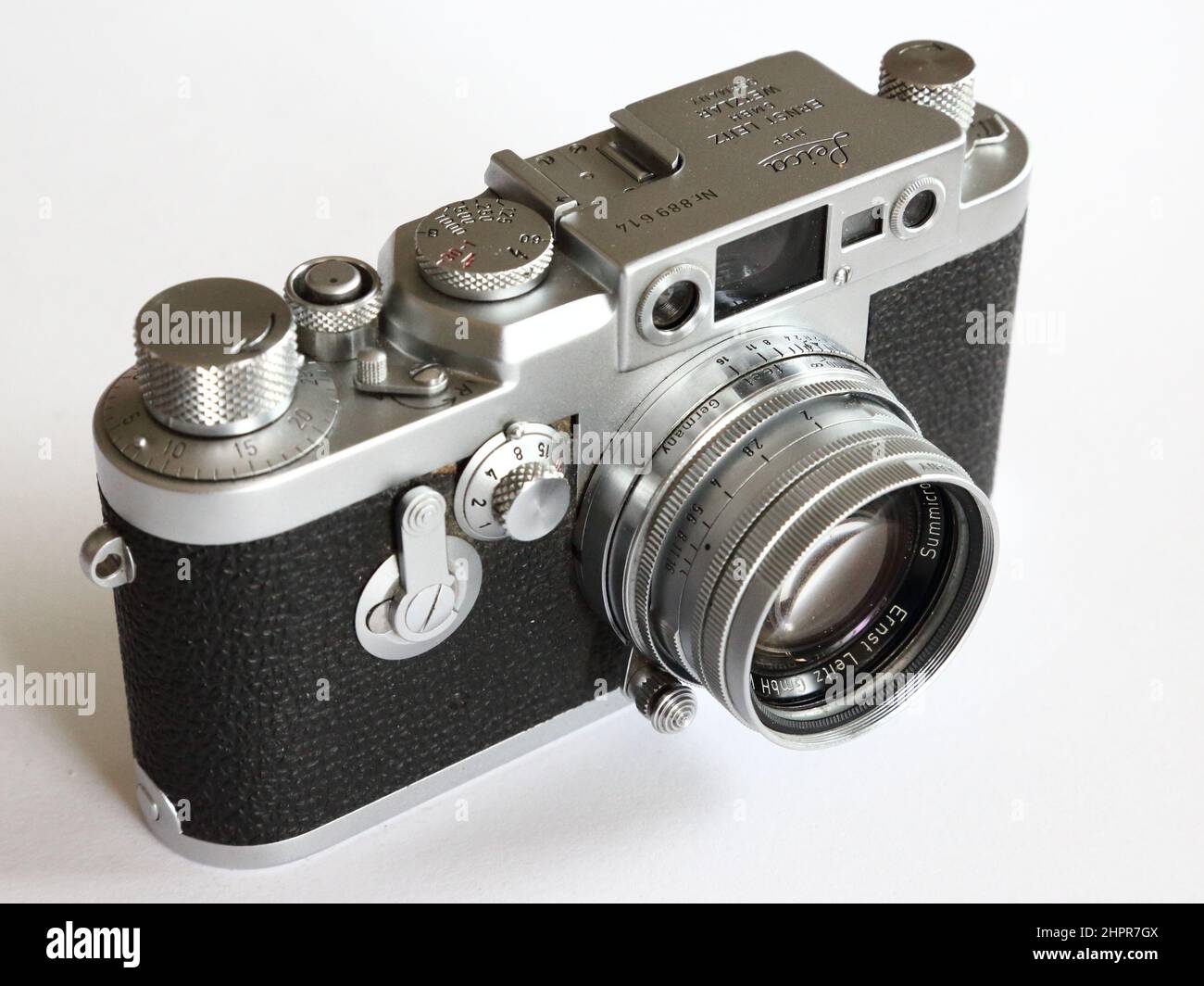 Eine klassische deutsche Leica IIIG, eine ideale Kamera für den Fotojournalismus Stockfoto
