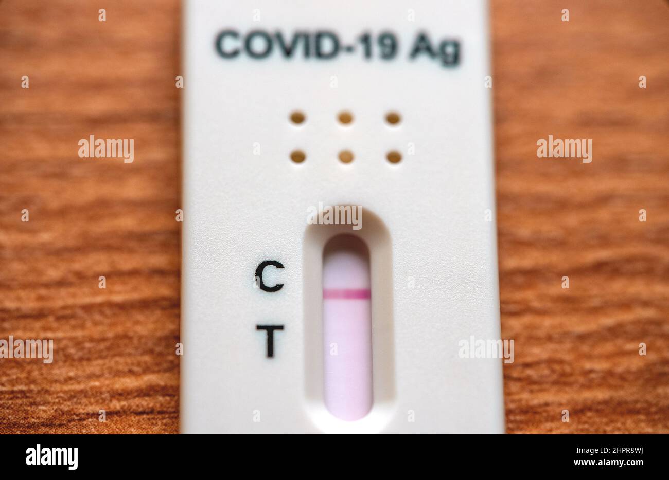 Negativer Antigenschnelltest auf Coronavirus. Stockfoto