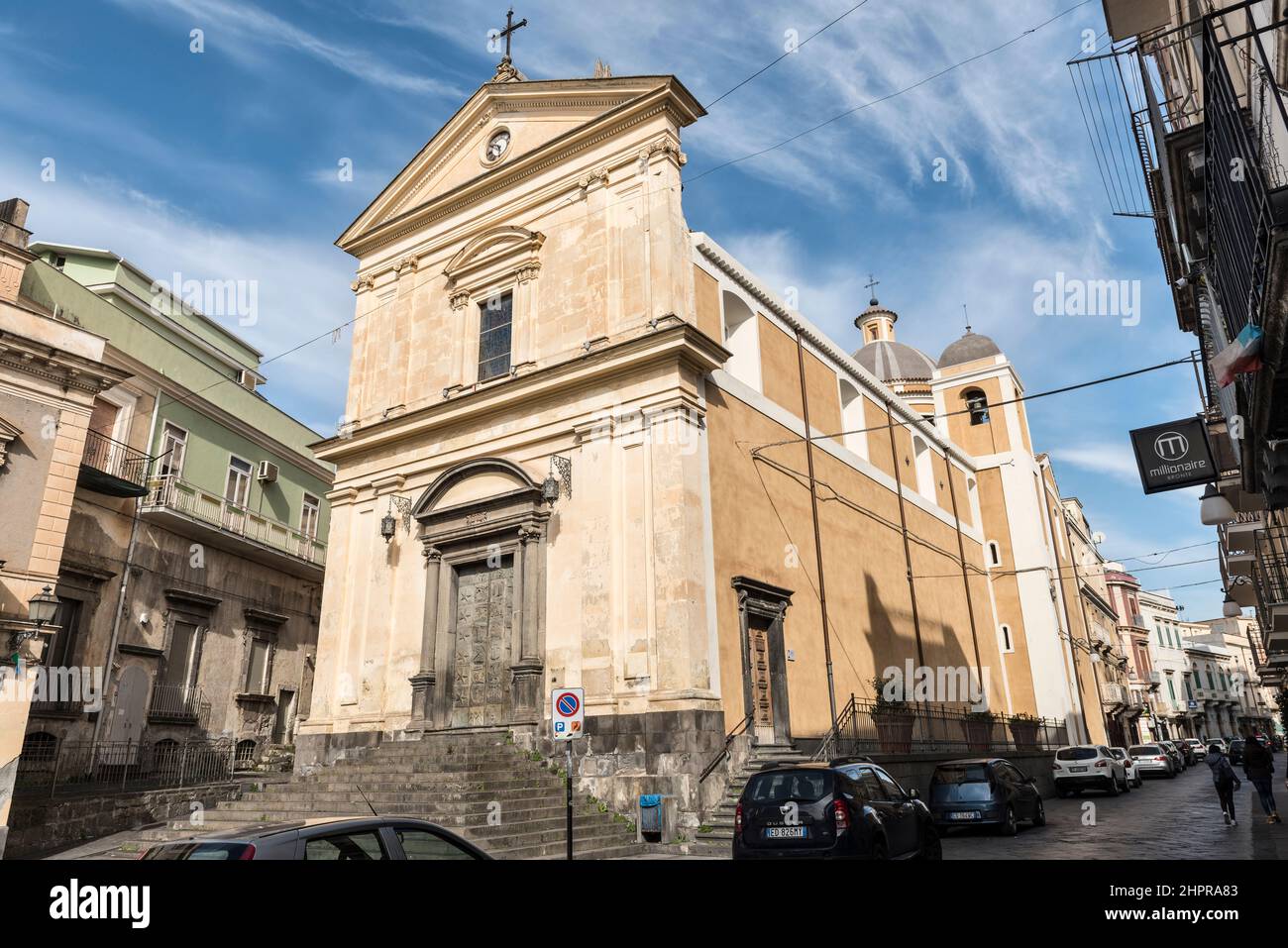 Die Kirche von San Blandano (Saint Brendan) aus dem Jahr 19c in Bronte, Sizilien, Italien Stockfoto