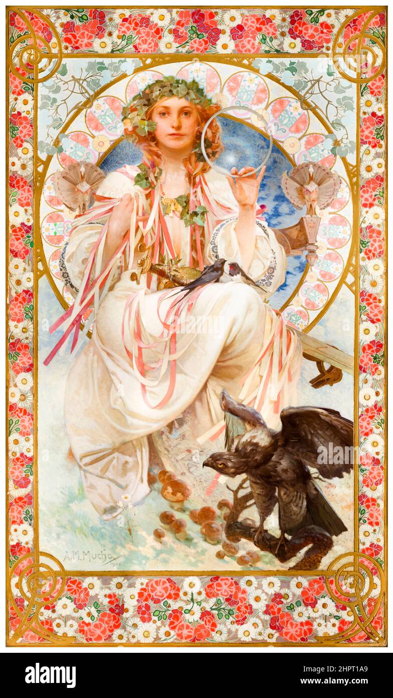 Alphonse Mucha, Gemälde, Porträt von Josephine Crane-Bradley als Slavia, 1908, Öl und Tempera auf Leinwand Stockfoto