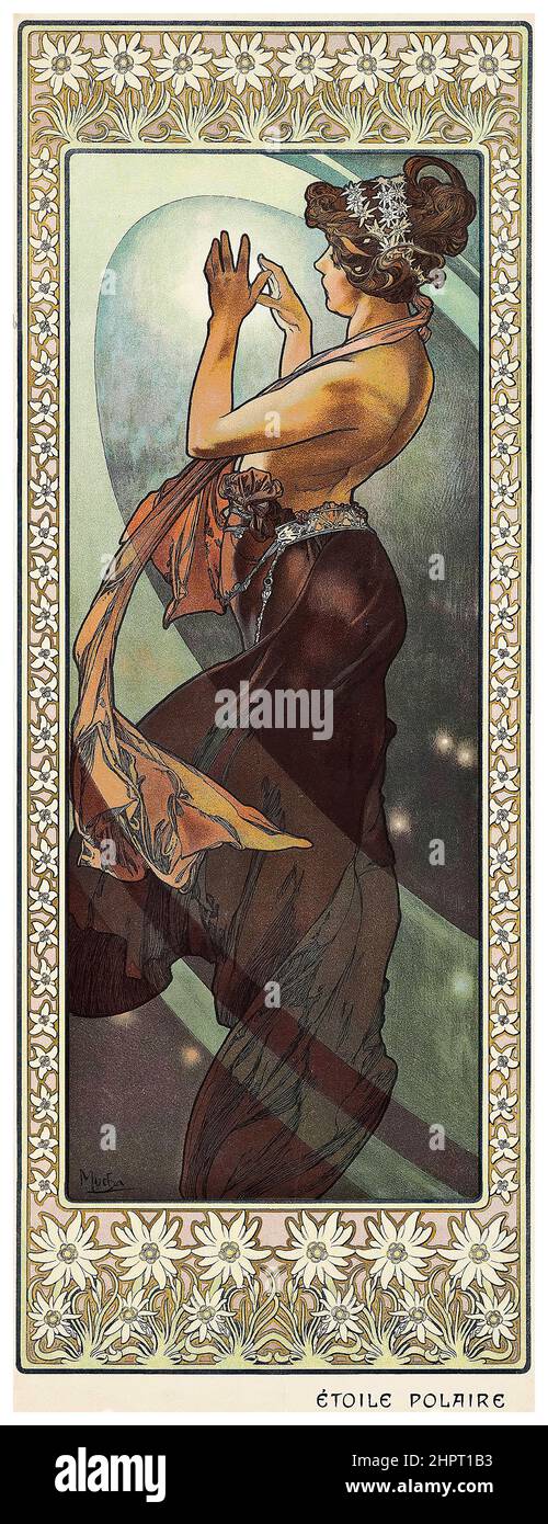 Alphonse Mucha, Étoile Polaire (Nordstern), Jugendstilillustration, Lithographiedruck, 1902 Stockfoto