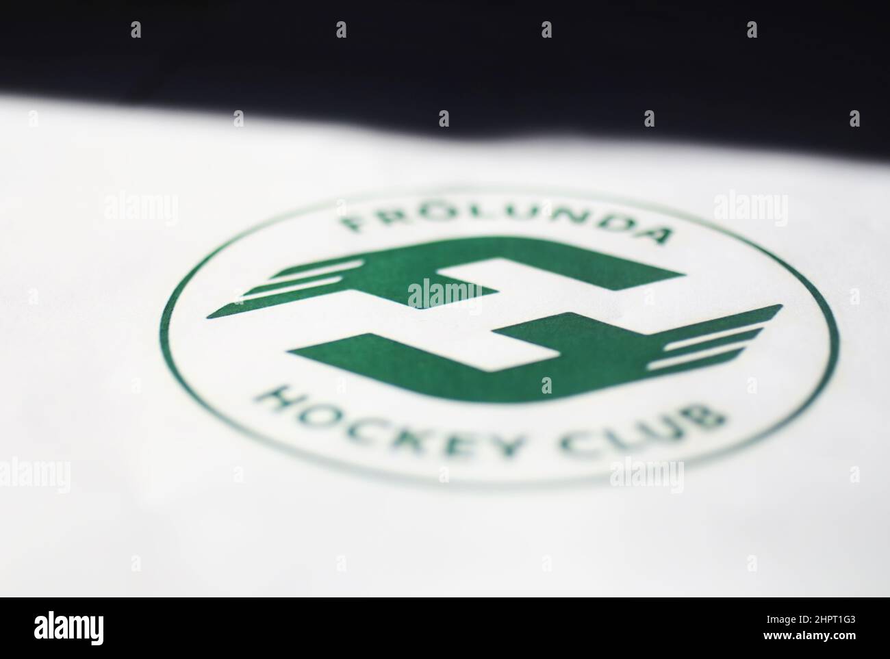 Das neue Logo von Frölunda HC, ehemalige Frölunda-Indianer, hat seit der ersten Veröffentlichung einen Sturm der Kritik ausgelöst. Jetzt entscheidet sich der Club, die neue Clubmarke zurückzuziehen. Stockfoto