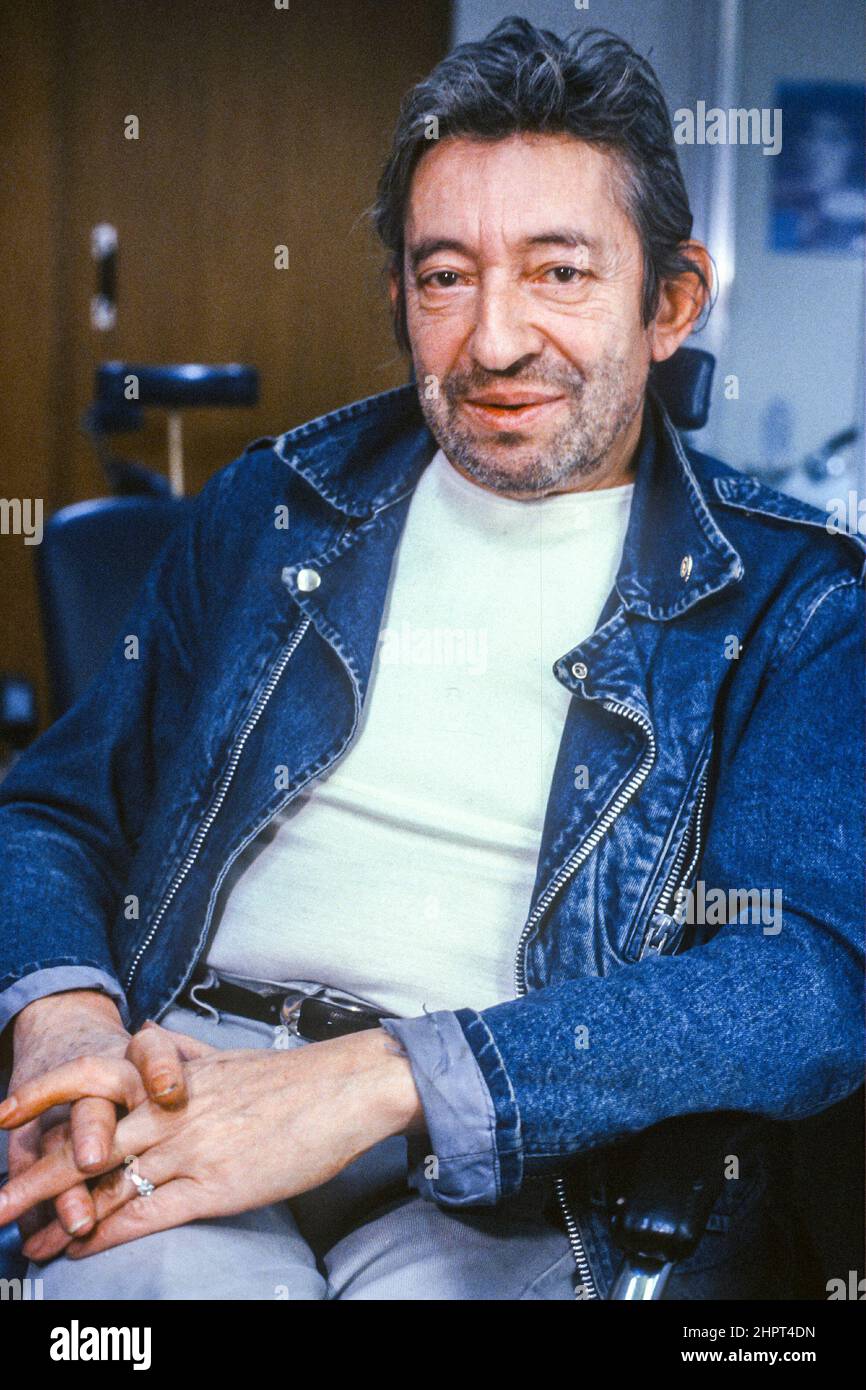 Letzter Auftritt von Serge Gainsbourg im belgischen Fernsehen (12/1990) | Derniere Erscheinung de Serge Gainsbourg en decembre 1990 a la RTBF. Il acco Stockfoto